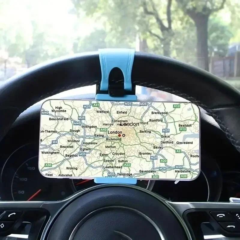 Universal Car Mounted Mobile Phone Holder Hanging Buckle Multi-function Car Steering Wheel Phone Holders Mobile Phone Rack