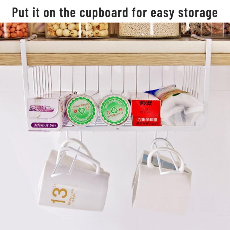 Under Shelf Basket Under Cabinet Shelf Storage Wire Basket Home Organization for Kitchen Pantry Desk Easy to Install