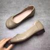 Wasteland Wind Soft Leather Beef Tendon Soft Sole Single Shoes Autumn Flat Sole Comfortable Shallow Mouth Leather Shoes Flat Heel