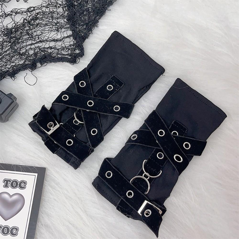 Metal Rivet Street Dance Sleeves Buckle Punk Style Sleeves New Fingerless Gloves Stage Performance