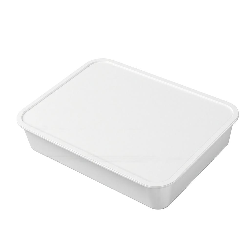 Pizza Dough Proofing Box PP Stackable Pizza Dough Tray Food Storage Container with Lid for Fridge Home Kitchen White