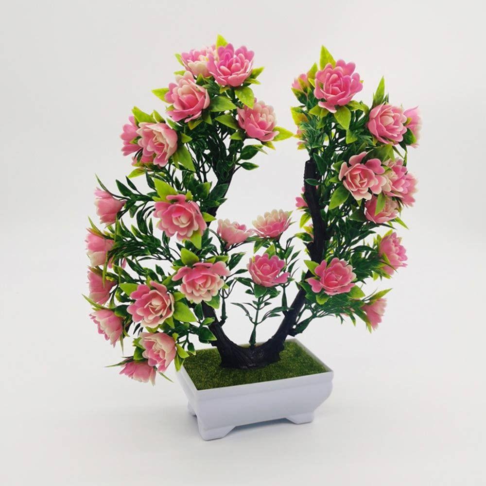 Multicolor Artificial Plants Bonsai Table Decoration with Flowerpot Simulation Flower Tree Pot Plastic Photography Props