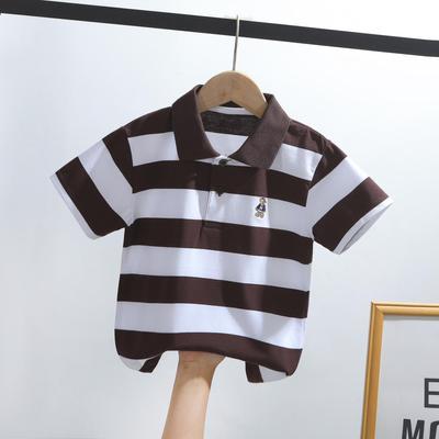 Kinder Koreanisches Gestreiftes Baumwoll-Poloshirt: Kurzarm-T-Shirt für Jungen, Größen 0-16, Sommer-Kinderbekleidung