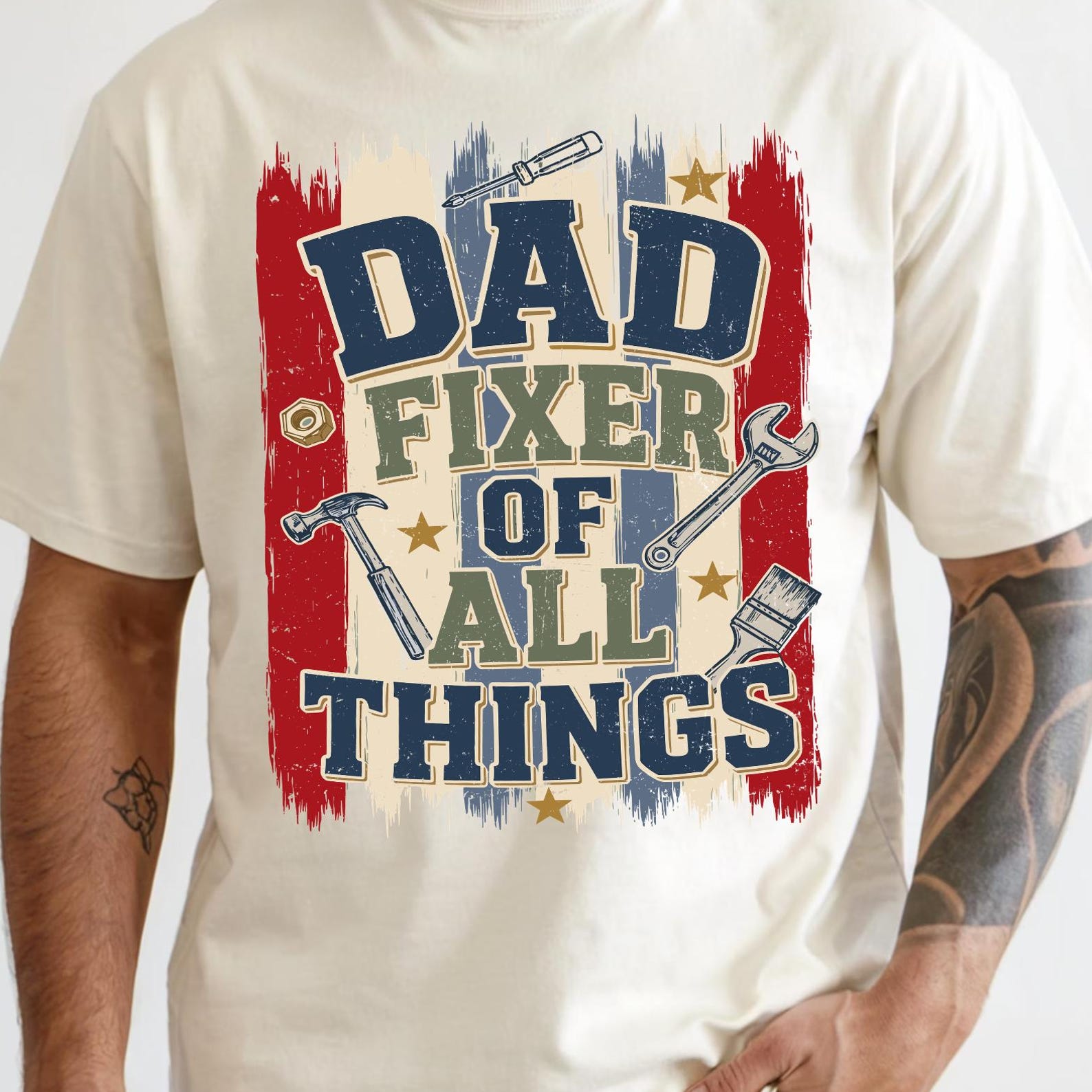 Fixer Of All Things Dad Shirt, American Dad Shirt, Handyman Tools Shirt, Dad Tools Shirt, American Flag Dad Tee, Fixer Dad Top 2XL