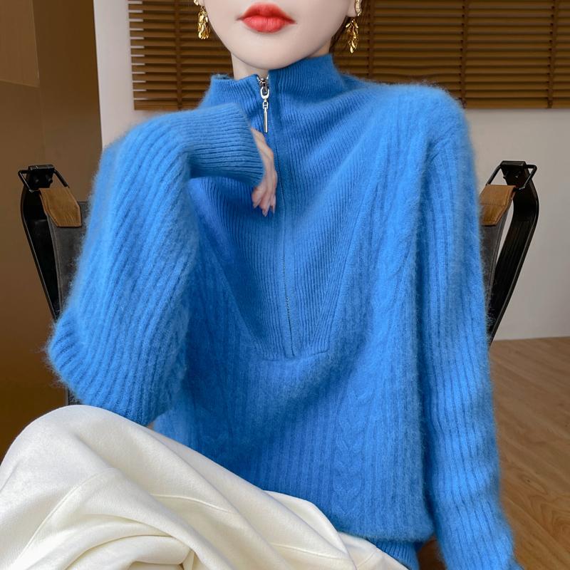 Women's cashmere sweater Qinghe cashmere 30% cashmere 70% wool autumn and winter pullover warm and fashionable