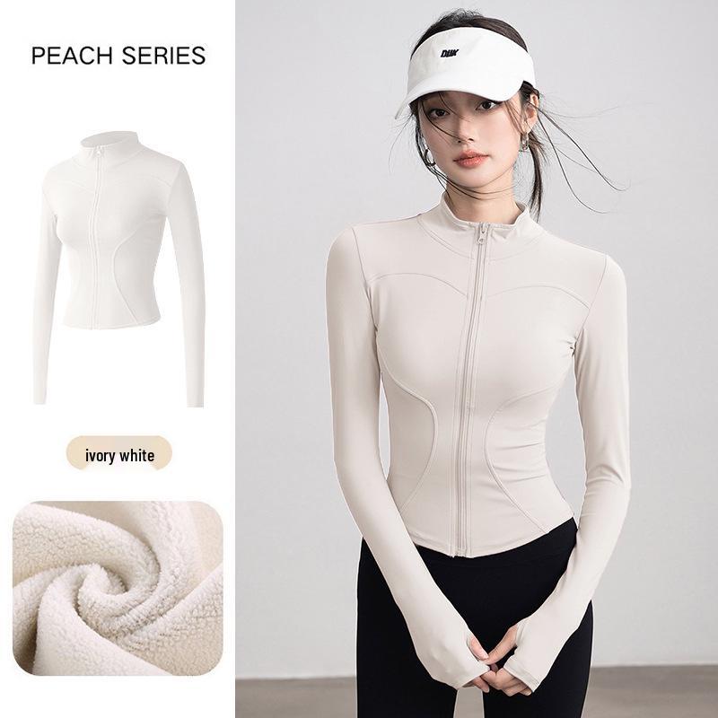 Women s Fleece-Lined Yoga Jacket, Stand Collar, Thickened for Warmth, Ideal for Autumn/Winter Sports & Fitness. XXL