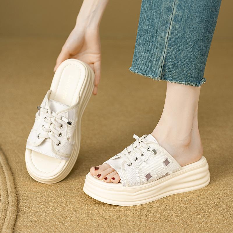 Fashion Shoes Low Cotton Fabric Hoof Heels PU Rome Rubber Shoes Low Rubber Fabric Rome Hoof Heels PU