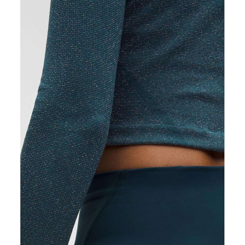 Lululemon Swiftly Tech Cropped Long Sleeve Shirt 2.0  Sparkle Indochine Blue Rainbow Lurex