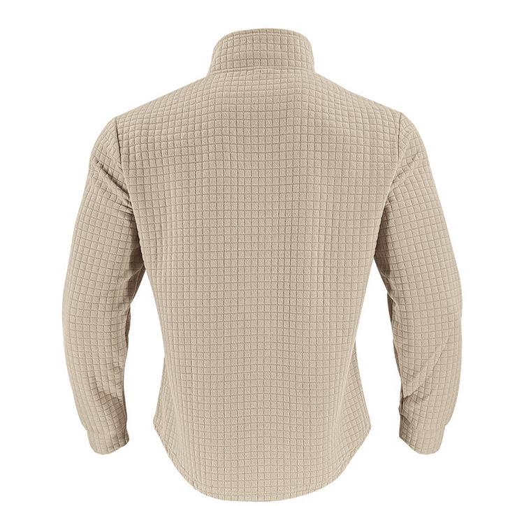 Men's Minimalist Casual Jacquard Half-Zip Stand-Up Collar Sweatshirt for Fall and Winter