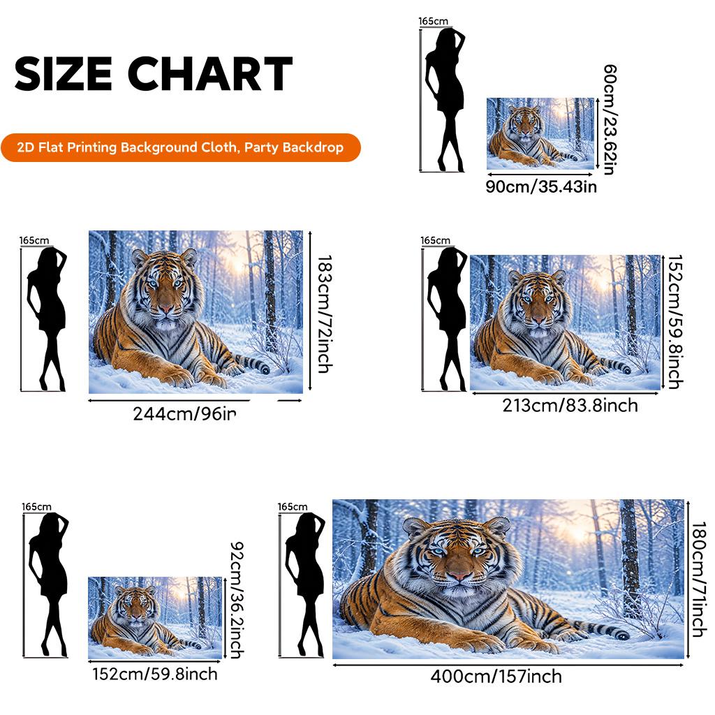 1Pcs Tiger Resting in Snow Decoration Background Winter Backdrop Decorations For Photo Studio Photo Booth Christams Party