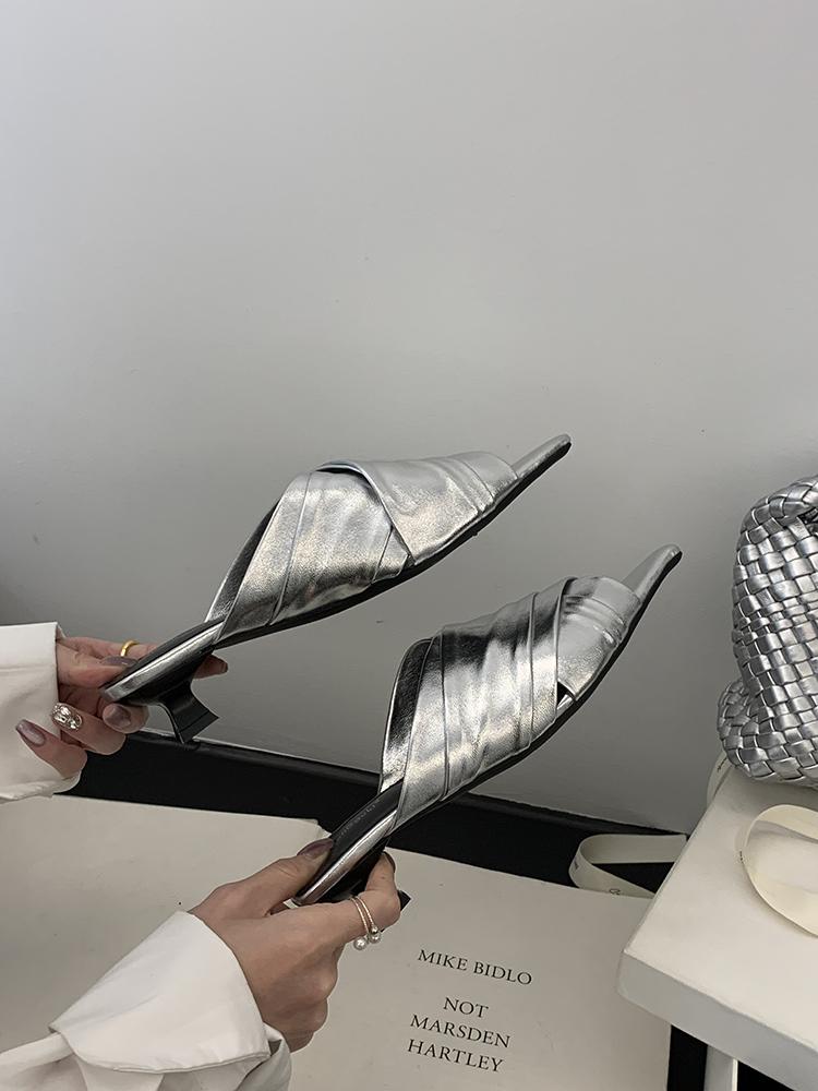 Fashion Bailamos Brand Women Slipper Ladies Sumer New Slip On Ladies Casual Mules Shoes Soft Flat Heel Outdoor Dress Sandal Shoes Mujer