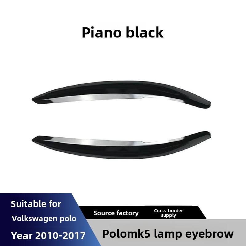 

Fit for VW 2010 2011 2012 2013 2014 2015 2016 2017 2Pcs Polo Mk5 6R Headlamp Eyebrow Eyelid Cover Decorative Trim Accessories чёрный