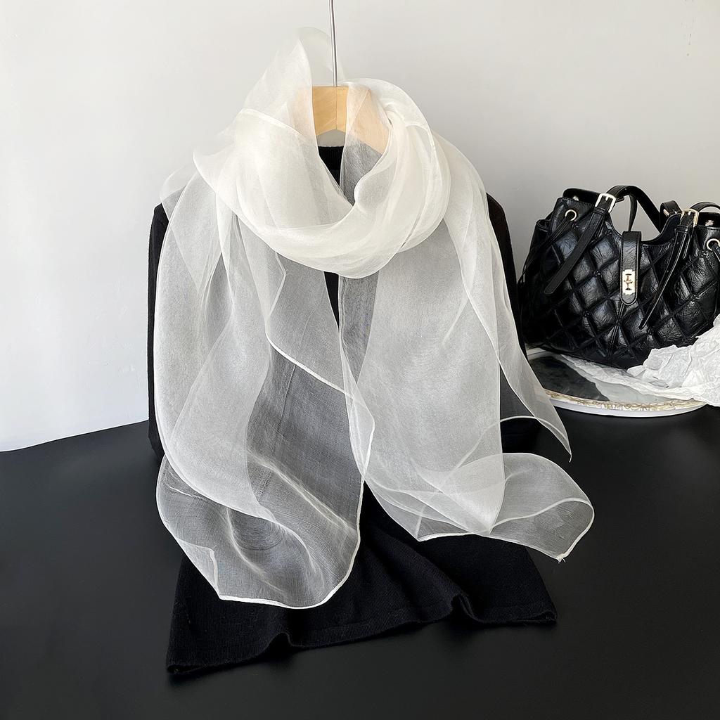 Light Luxury Silk Scarf Silk Scarf Thin Solid Color Scarf Shawl Long Silk Scarf New Female Gift Fashion Veil Female