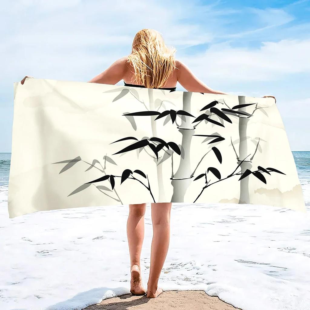 Bamboo Print Oversized Sand Free Beach Towel Women Summer Quick Dry Beach Towel Mens Microfiber Lightweight Travel Beach Towel
