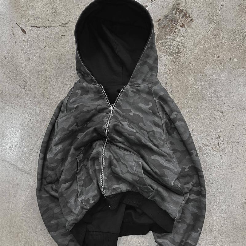 Evropská a americká podzimní a zimní retro personalizovaná módní volná maskáčová mikina s kapucí pro muže a ženy