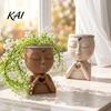 Indoor Outdoor Garden Decor Face Planter Pot, Cute Resin Head Vase for Succulents Flowers, Decorative Flower Pots Unique Bedroom Desk Shelf