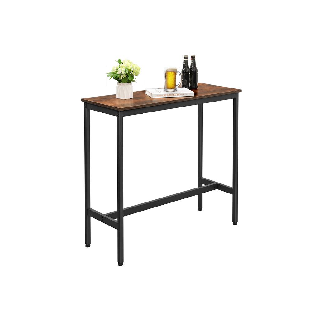 VASAGLE Schmaler rechteckiger Bartisch, Küchentisch, Pub-Esstisch, Stahlgestell, 100 x 40 x 90 cm, Einfache Montage, Industriell