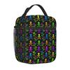 Colorful Skull Flowers Insulated Lunch Bag Portable Waterproof Oxford Lunch Box Thermal Cooler Bento Tote for Work Travel Picnic