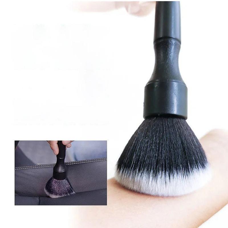 Set 3 Spazzole Dettaglianti Per Auto - Pelo Di Cinghiale, Morbide, Per Interni, Ruote, Prese D'Aria, Pelle, Manico Liscio