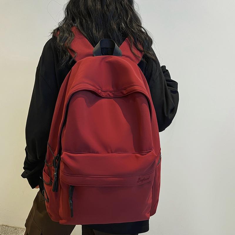 Backpack Men's Large Capacity Computer Leisure Japanese Junior High School High School Student School Bag Travel Solid Color Backpack