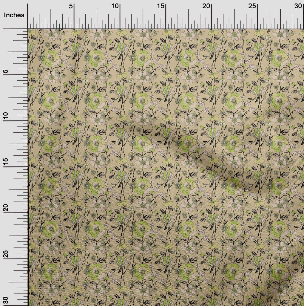 oneOone Cotton Flex Dusty Green Fabric Floral Quilting Supplies Print Sewing Fabric By The Yard 40 Inch