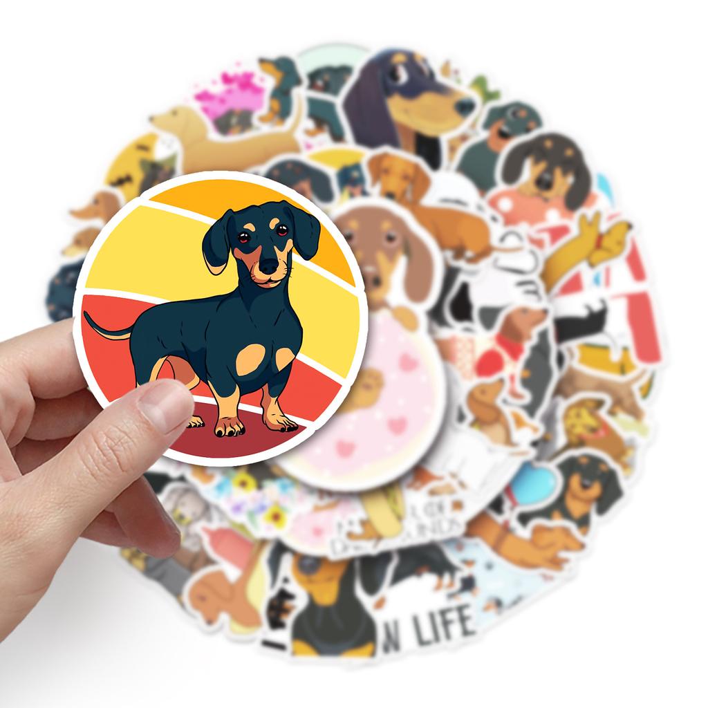 50 Dachshund Dog Dog Cartoon Cute Animal Children's DIY Skateboard Mobile Phone Case Suitcase Stickers