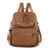 Contrast Color Women Soft Leather Tassel Backpack Simple Outdoor Travel Backpack