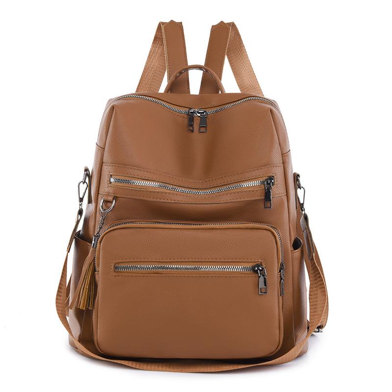 

2025 Vintage PU Backpack Casual Large Capacity Ladies Backpack білий