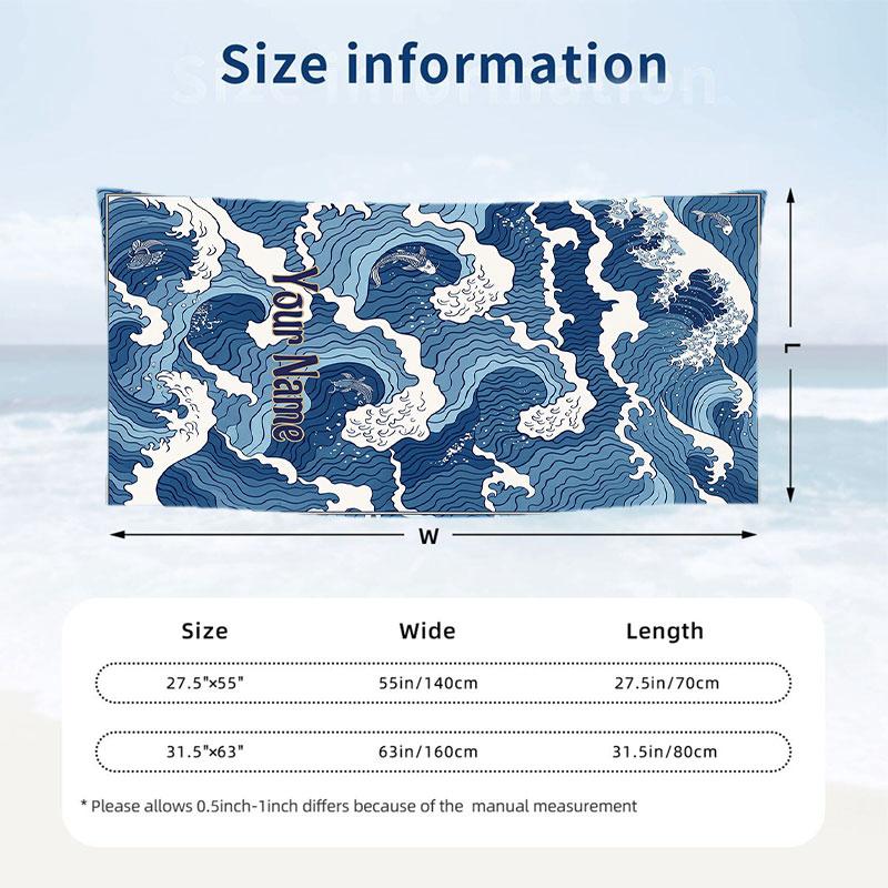 Ocean Otter Friends Theme Quick Dry Beach Towel Custom Name Text Print Large Sand Resistant Towel Beach Vacation