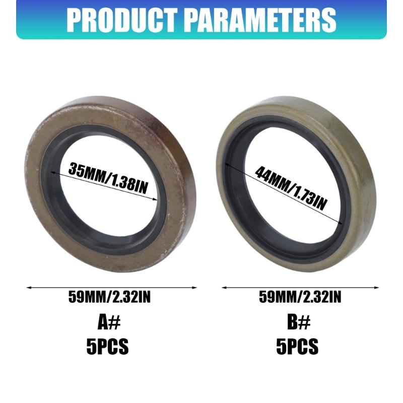 Trailer Wheel Seal Replacement, 5 Steel Frame Grease Seal Parts for Wheel Assembly Maintenance and Routine Service Tasks