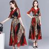 Large Size Women's Dress Summer New Fat MM Temperament Mother Medium and Long Ethnic Style Printed Dress