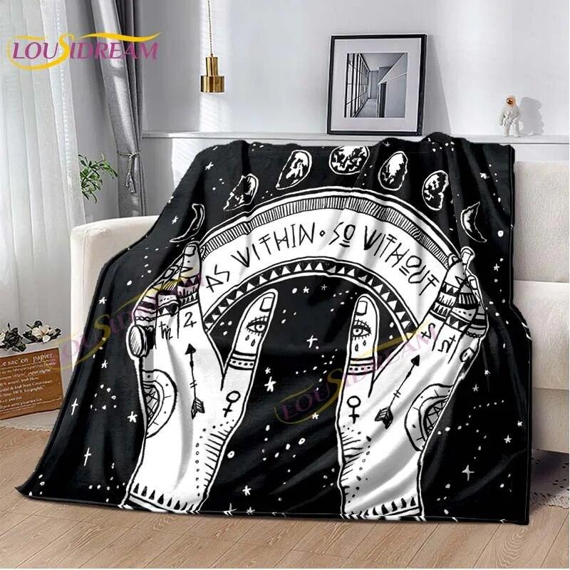 Tarot Black Cat Flannel Throw Blanket Super Soft Cozy Lightweight Kids Adults Halloween Gift for Home Sofa Bed Decoration Gift