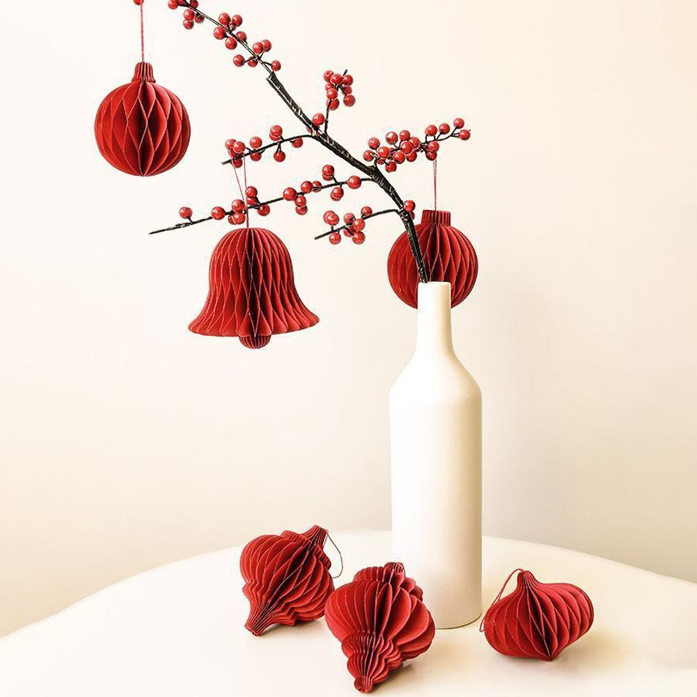 2026 Small Paper Red Lanterns New Year Decoration Red Mini Luck Hanging Lanterns Chinese Traditional Lantern Design Pendant China Mainland