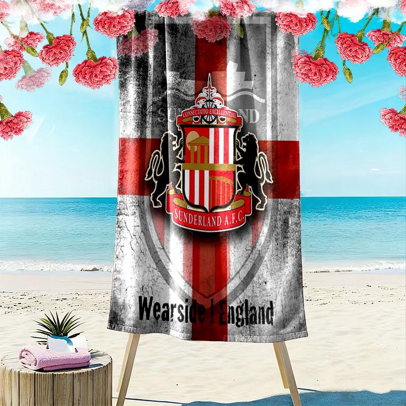 Ręcznik plażowy z nadrukiem logo Sunderland Association Football Club, Duży miękki szybkoschnący ręcznik na plażę, kemping, basen