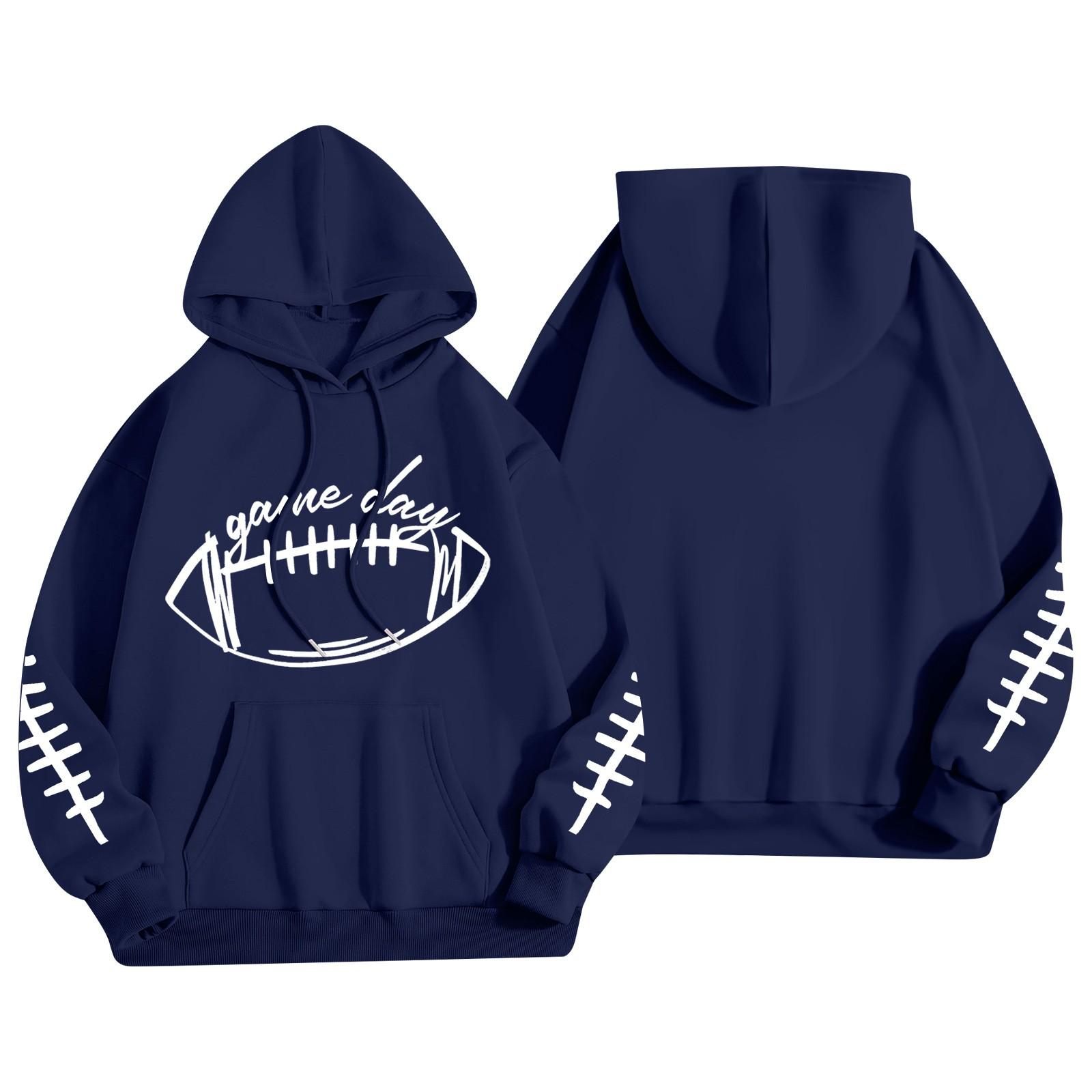 

Женская модная легкая толстовка с длинными рукавами и карманами с принтом регби XXL