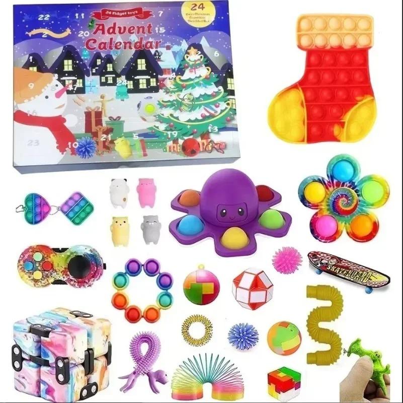 Fidget Advent Calendar 2025, Christmas Advent Calendars Countdown 24 Days, Bubble Toy Surprise Box Sensory Fidget Toy Packs for Girls Teens