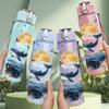 1PC Whale Moon Ocean Wave Print 750ml Color Plastic Sports Water Bottle Leakproof Flip Straw Lid Suitable for Sports Office Home Use