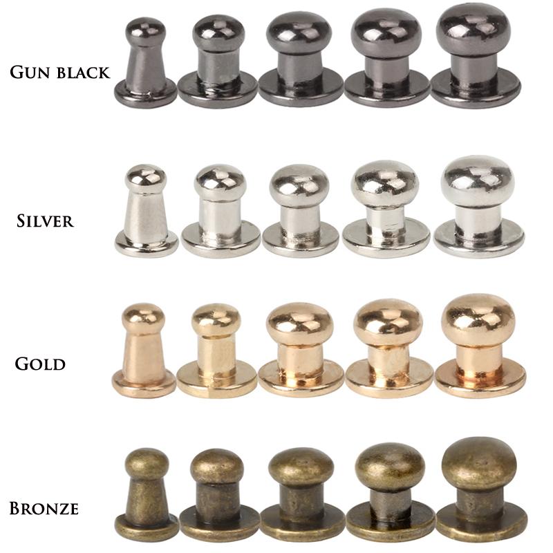10-25sets Round Head Ball Post Studs Brass Buttons Screwback Nail Rivets Leather Bag Craft Hardware DIY Accessories Buckles
