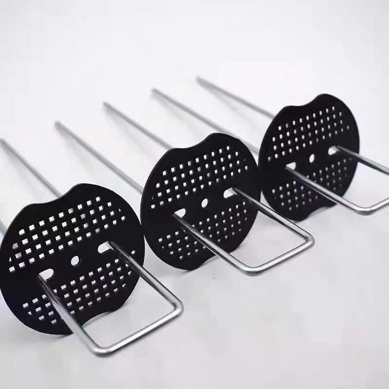 U-type Garden Staples with Pads Metal Fence Tubing Stakes Galvanized Landscape Spikes for Holding Lawns Barrier Ground Nails