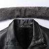 Men's Plus Size Fur Collar Leather Jacket - Warm Winter Outerwear for Middle-Aged Dads