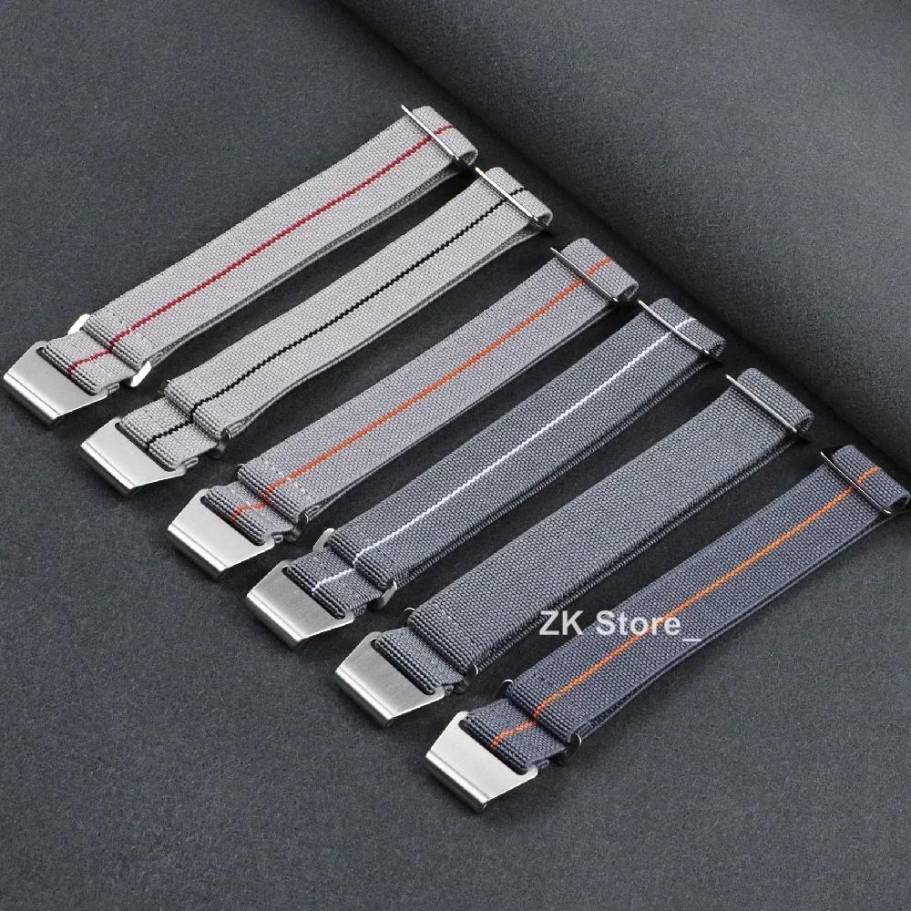 18/20/22mm Nylon Geflochtenes Uhrenarmband Elastisches Nylonarmband Französische Truppen Fallschirmtasche Universelles Handgelenkband Männer Frauen Sportarmband