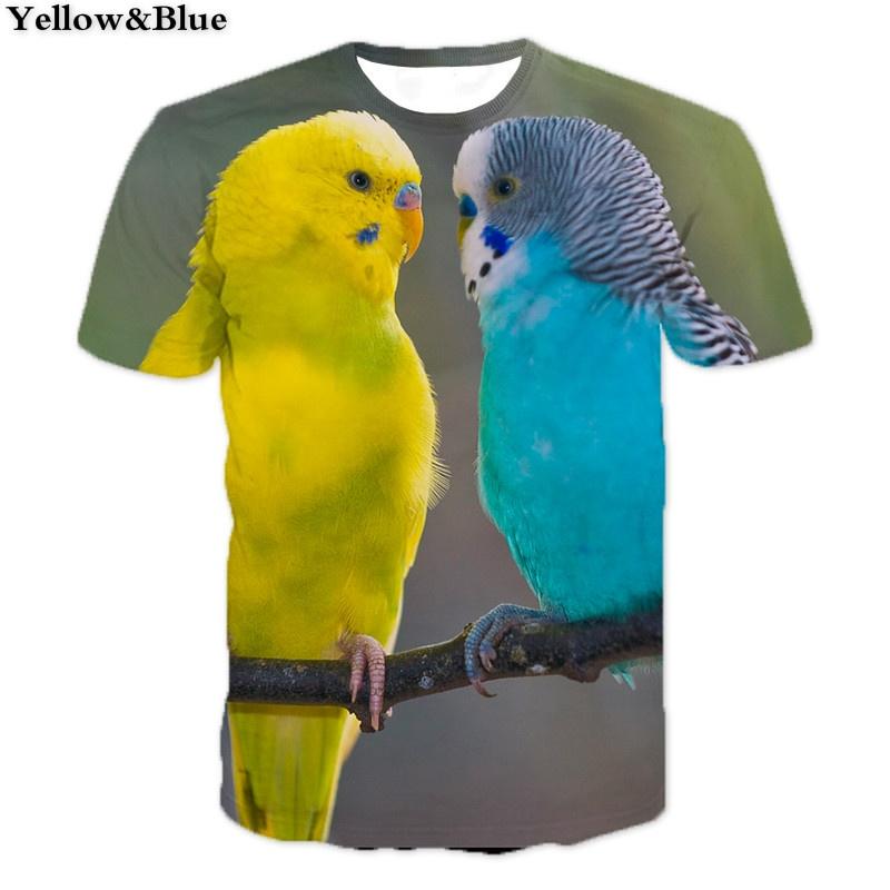 Najnowszy Styl Moda Damska/Męska Zwierzę Papuga Zwierzę 3D Nadruk Casualowy T-shirt Koszulka dla Pary