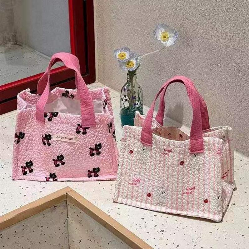 Kawaii Bento Lunch Handtasche: Großes Fassungsvermögen, Tragbar, Fleckenabweisende Leinwand