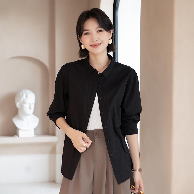 YUN Women's Long-Sleeve Professional Shirt - Autumn 2025 Collection, Elegant Turn-Down Collar, Versatile High-End Commuter Top
