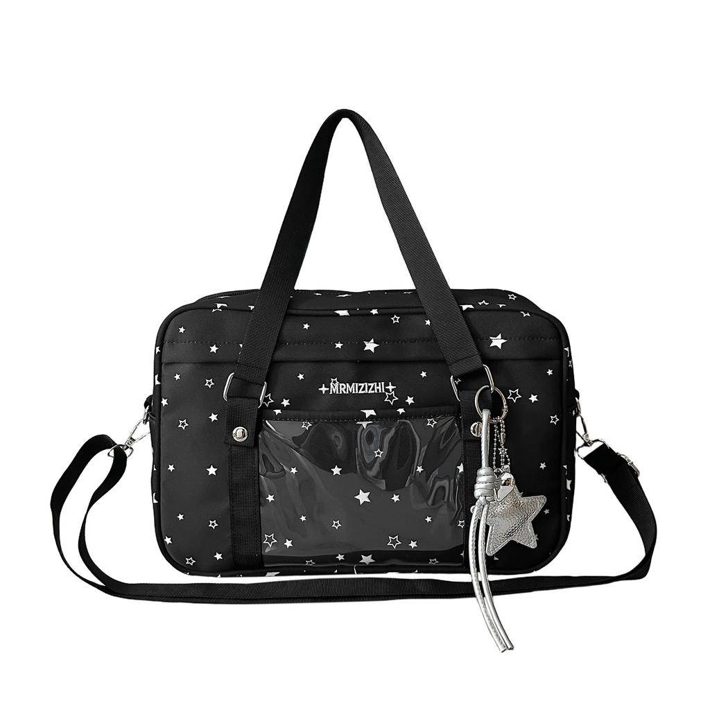 Kawaii Japanese Polka Dot Ita Bag Casual Crossbody Shoulder Bag Cute Anime Badge Display Handbag for Students Girls Daily Use