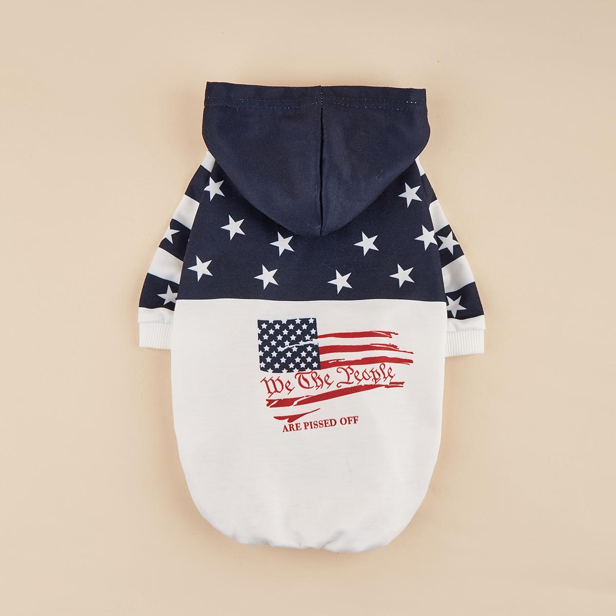 

Pet Clothes for Dog Cat Puppy Hoodies Coat American Flag Sweatshirt Dog Outfits for Small Medium Dog for Independence Day XS（old） разноцветный