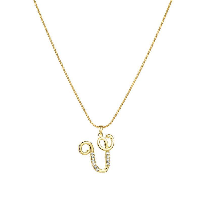 Europe and America Cross Border 26 Letters Copper Inlaid Zircon Snake Chain Necklace Letter Gold Pendant Creative Minimalist Letters