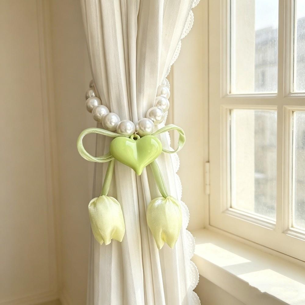 Decorative Flowers Curtain Straps Adjustable Pearl Curtain Buckle Tulip Gauze Curtain Tie Bedroom