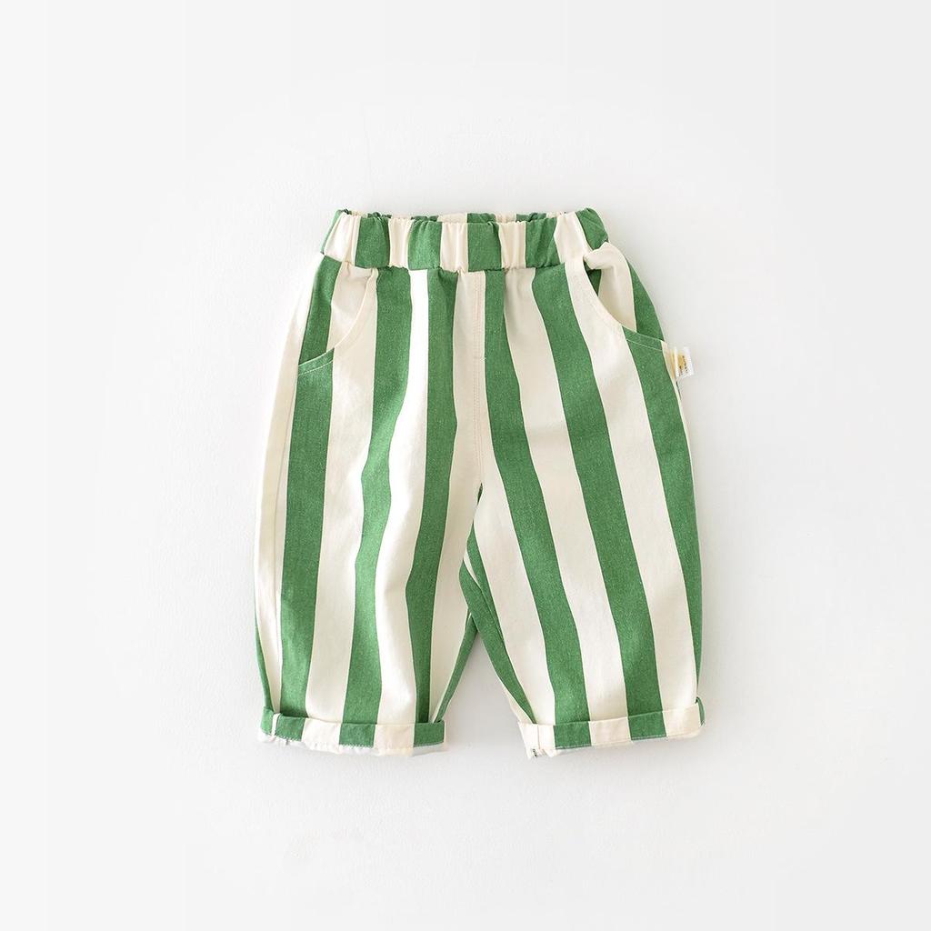 Korean Style High Waist Color Striped Spring Pants for Infants and Toddlers