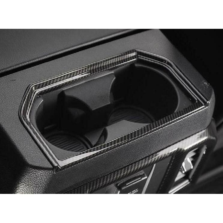Rear Seat Armrest Water Cup Panel For Ford F150 F-150 2015- ABS Carbon Fiber